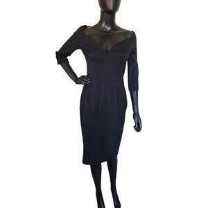 DSQUARED2 Little Black Sheath Dress Wool Blend 3/4 Sleeve Size 42 US 6